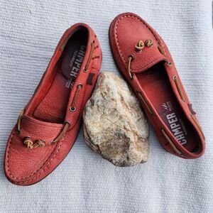 Camper red leather flexibility moccasin boat shoes